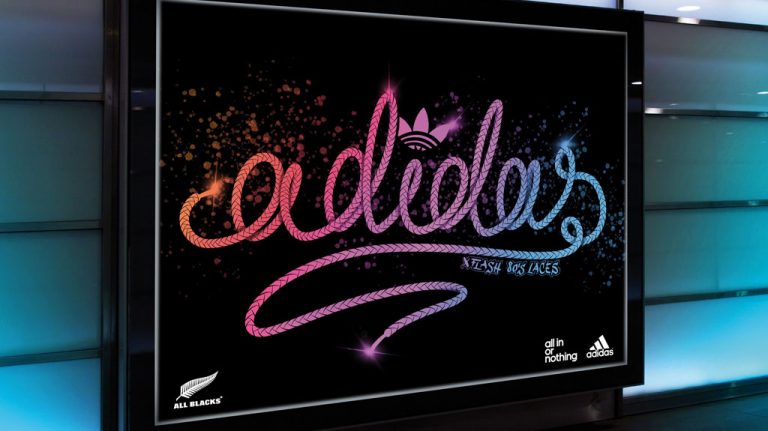 Djangonaut - Handlettering - Adidas - Concept - Laces Design - Subway Screen Concept Ad