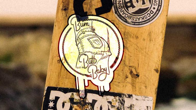 Djangonaut - Illustration - Bum Butt Baby - Sticker on Skateboard
