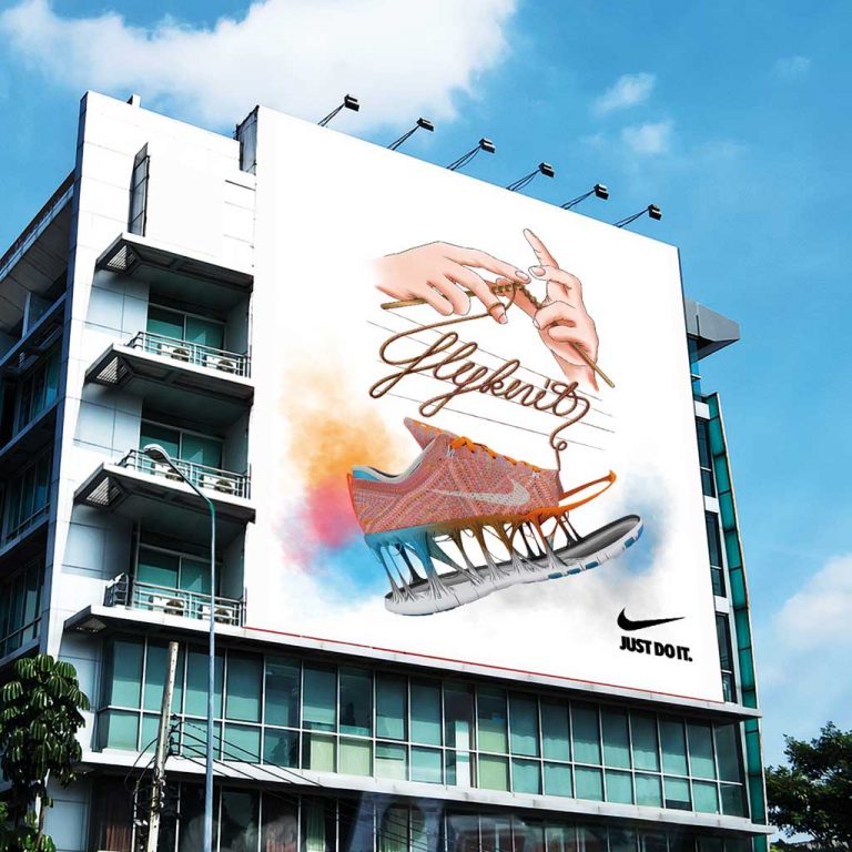 Djangonaut - Illustration - Handlettering - Nike Flyknit - Skyscraper Concept Ad