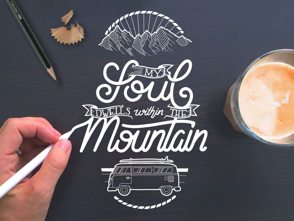 Djangonaut - Handlettering - Illustration - Soul Mountain Bully - Coffe, Pencil and Apple Pen